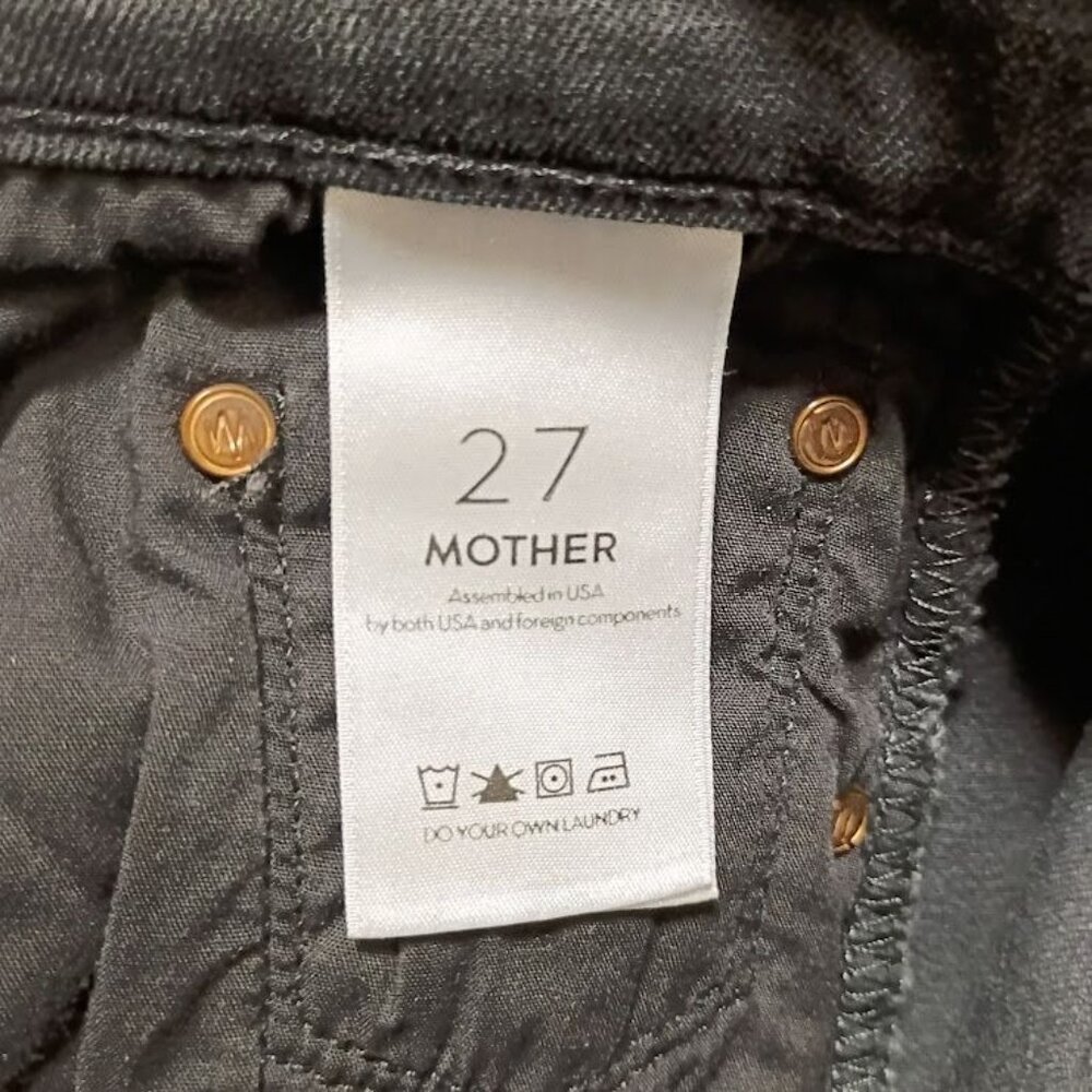 Mother Insider Crop Black Jeans Wash Size 27  Denim Mid-Rise Raw Hem - Picture 6 of 15